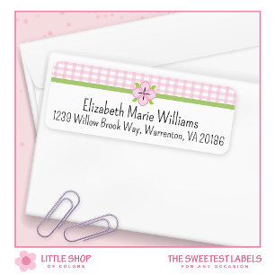 Pink Floral Gingham Return Address