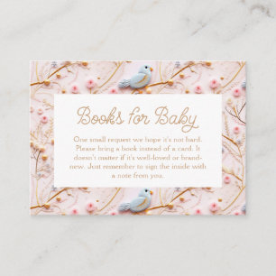 Pink Floral Girl Baby Shower Book Request Enclosure Card
