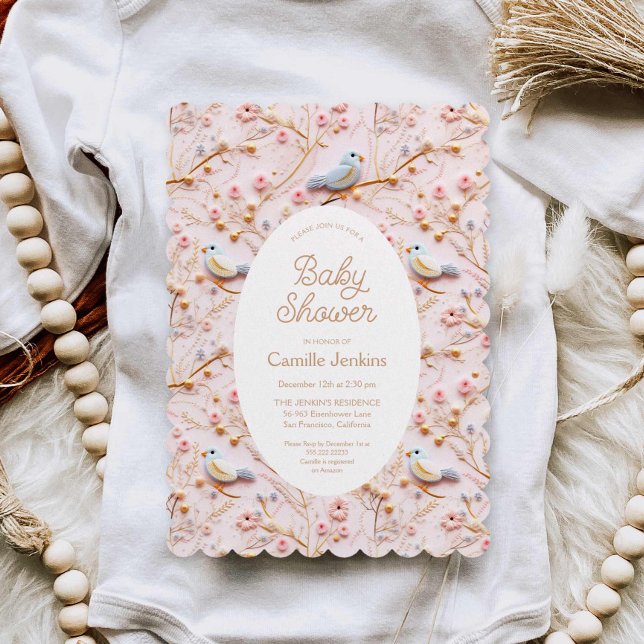 Pink Floral Girl Baby Shower Invitation (Pink Watercolor Floral Girl Baby shower Invitation)