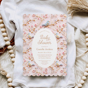 Pink Floral Girl Baby Shower Invitation