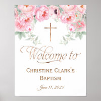 Pink, Floral, Girl, Baptism Welcome Sign, 11x14