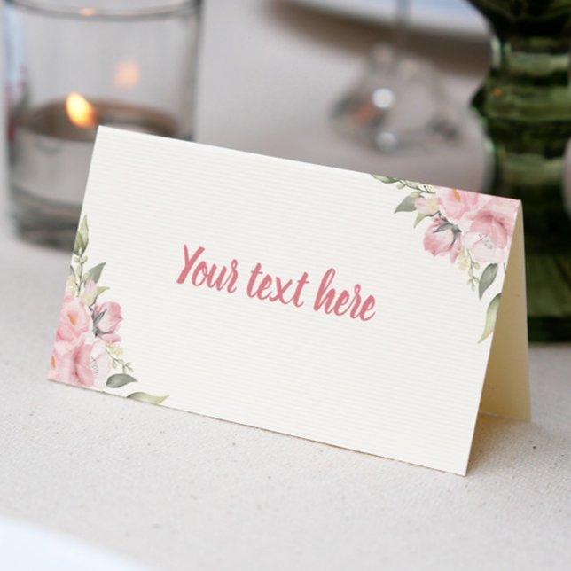 Pink Floral Girl Birthday Party Place Card (Creator Uploaded)