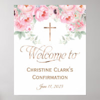 Pink, Floral, Girl, Confirmation Welcome Sign,