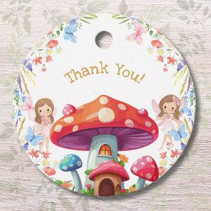 Pink Floral Girl Fairy Birthday Thank You Favour Tags