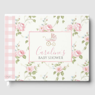 Pink Floral Girl Preppy Southern Baby Shower Guest Book