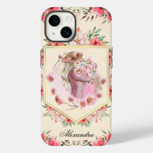Pink Floral Girl, Spring Time Case-Mate iPhone 14 Case