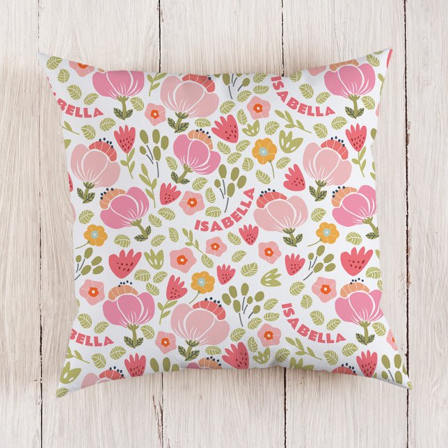 Pink Floral Girls Name Pillow (Creator Uploaded)