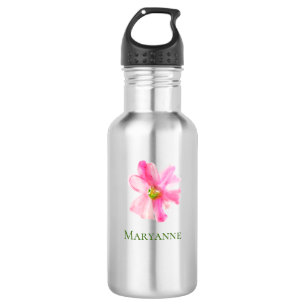 Pink Floral Girly Personalised 532 Ml Water Bottle