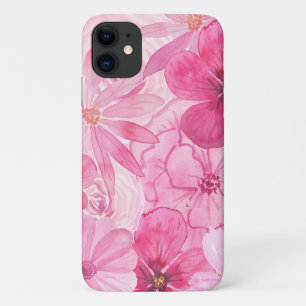 Pink Floral Girly Pretty Daisy Peony Abstract iPhone 11 Case
