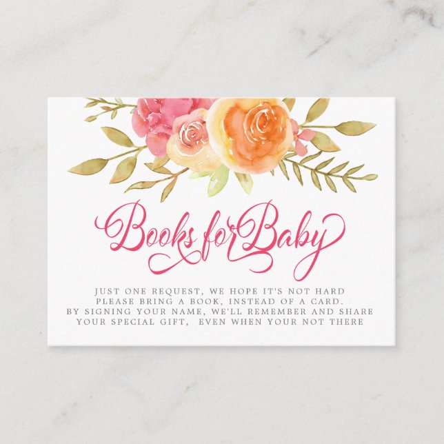 Pink Floral Gold Book for Bay Bridal Shower Enclosure Card (Front)