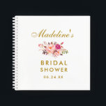 Pink Floral Gold Bridal Shower Gift List Square Notebook<br><div class="desc">Watercolor Pink Blush Floral Gold Bridal Shower Gift List Notebook - Square</div>