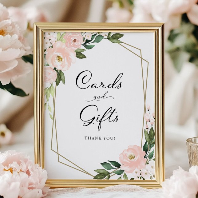 Pink Floral Gold Geometric Cards And Gifts Sign  (Creator Uploaded)