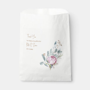 Pink Floral Gold Text White Wedding Favour Bags