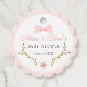 Pink Floral Goose Baby Shower Favour Tags