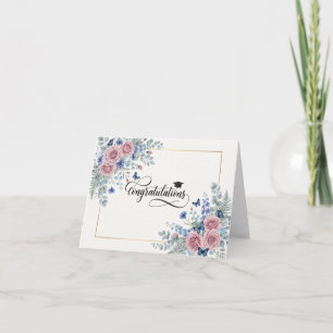 Pink Floral Graduation Congratulations Card