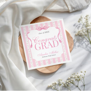 Pink Floral Graduation Napkin