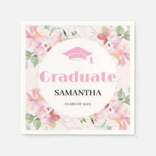 Pink Floral Graduation Napkin