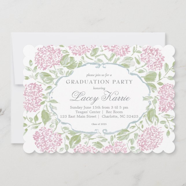 Pink Floral Graduation Party Invitation (Front)