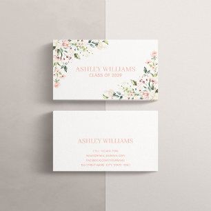 Pink Floral Graduation Watercolor Name Card Name