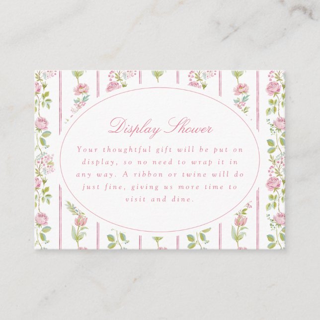 Pink Floral Grandmillennial Bridal Shower Enclosure Card (Front)