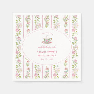 Pink Floral Grandmillennial Bridal Tea Party  Napkin