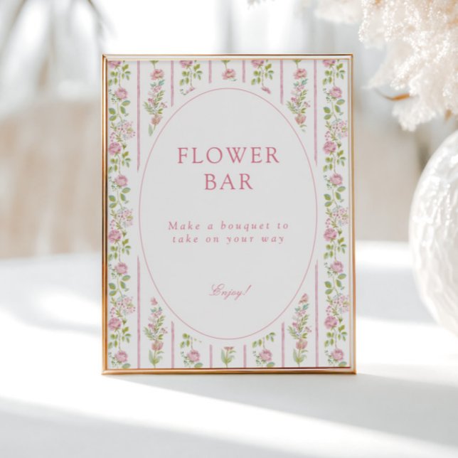 Pink Floral Grandmillennial Flower Bar Poster (Creator Uploaded)
