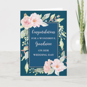 Pink Floral Grandniece Wedding Congratulations Card