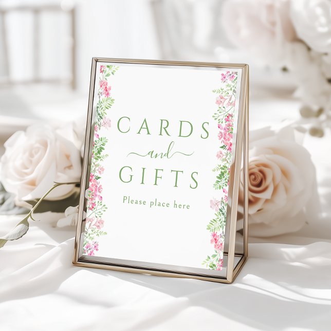 Pink Floral Greenery Cards and Gifts Sign Poster (Creator Uploaded)
