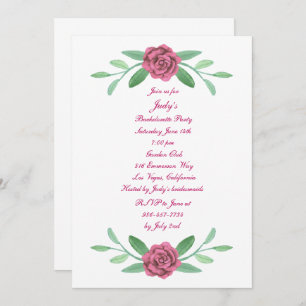 Pink Floral Greenery Foliage Bachelorette Party Invitation