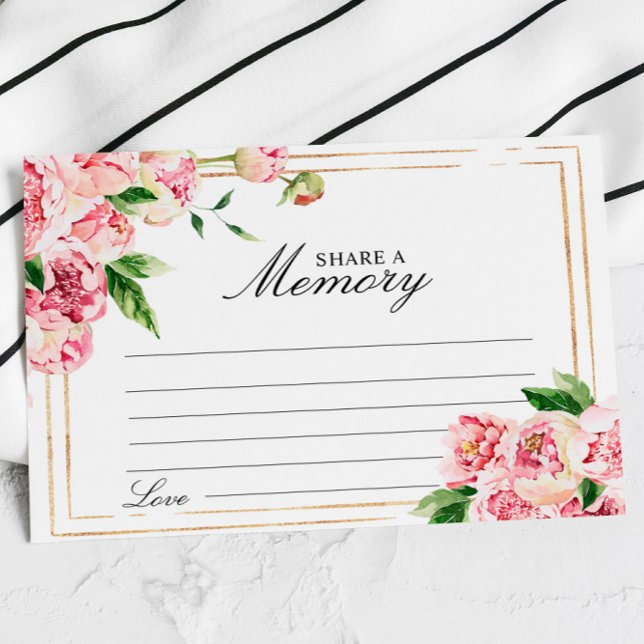 Pink Floral & Greenery Funeral Share a Memory Card (Creator Uploaded)