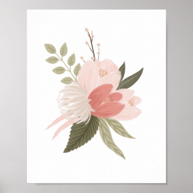 Pink Floral Greenery Girl Nursery Decor (Front)