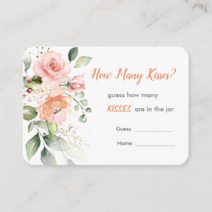 Pink floral, greenery Guess How Many Kisses Game Enclosure Card