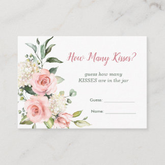 Pink floral, greenery Guess How Many Kisses Game Enclosure Card