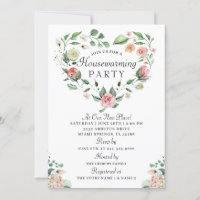 Pink Floral Greenery Housewarming Party Photo