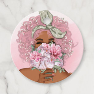 Pink Floral Hair and Nails Corporate Logo Favour Tags