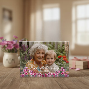 Pink Floral Happy Mother’s Day Grandma Photo Block
