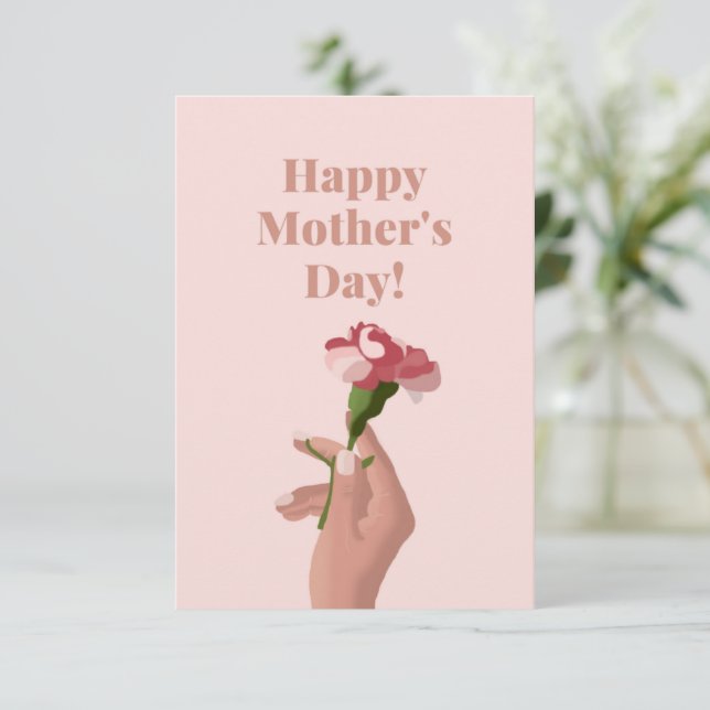 Pink Floral Happy Mother's Day  Thank You Card (Standing Front)