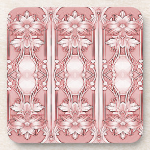 Pink Floral Hard Plastic Coaster