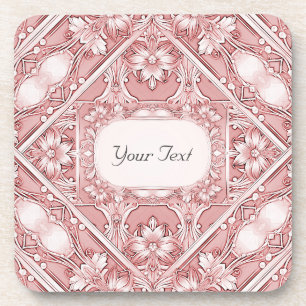 Pink Floral Hard Plastic Coaster