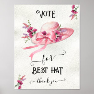 Pink floral Hat Derby Bridal Shower Best hat Poster