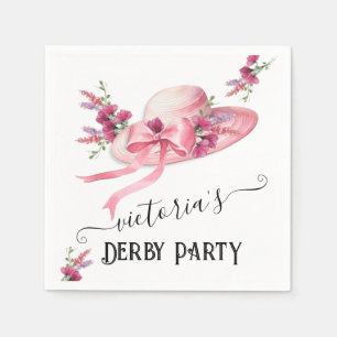 Pink floral Hat Derby Bridal Shower Napkin