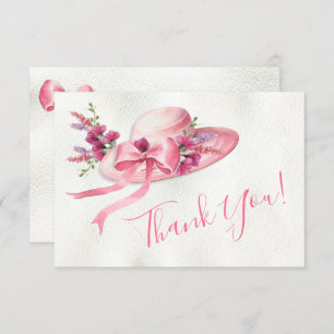 Pink floral Hat Derby Bridal Shower Thank You Card