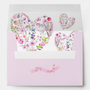 Pink Floral Heart Baby In Bloom Baby Shower Envelope