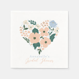 Pink Floral Heart Bridal Shower Napkin