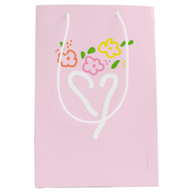 Pink Floral Heart Gift Bag (Front)