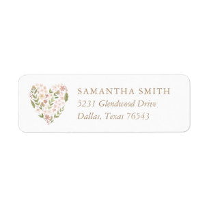 Pink Floral Heart Girl Baby Shower Return Address