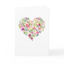 PInk Floral Heart Happy Valentines Day Card