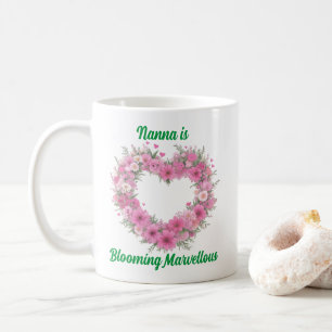 Pink Floral Heart Personalised Coffee Mug