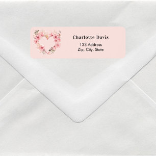 Pink floral heart return address 