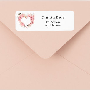 Pink floral heart return address 